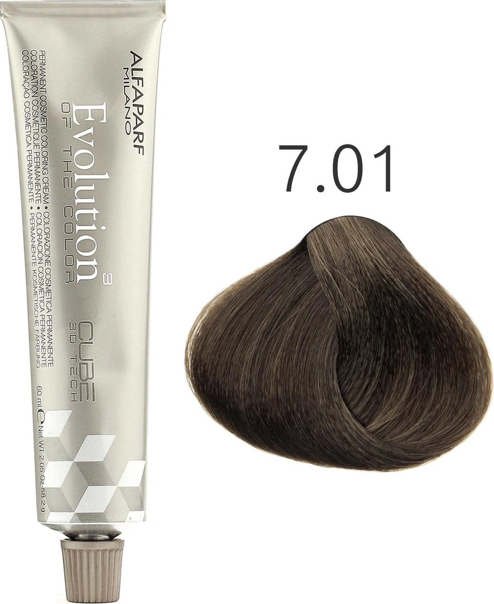 Alfaparf Evolution of the Color CUBE hajfesték - 7.01 60ml Medium Pure Ash Blonde képe 1